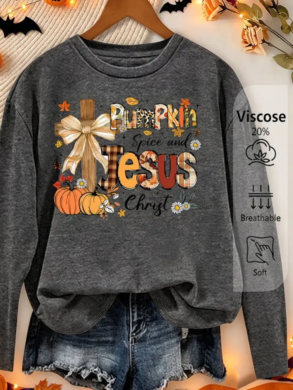 Pumpkin Spice & Jesus Christ Christian Fall Graphic Top
